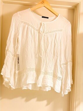 White A-Line Lace-Trim Skirt